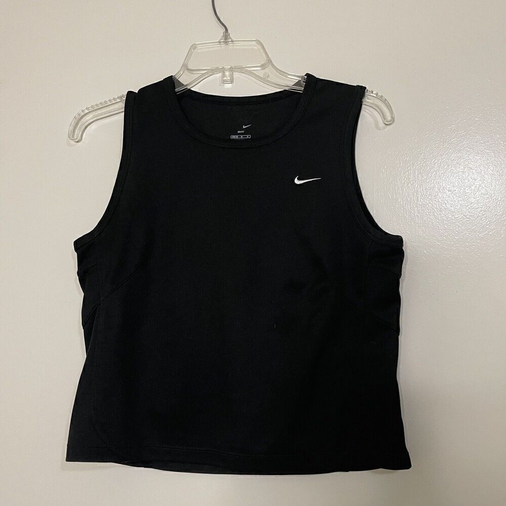 NIKE BLACK CROPPED KNIT TANK TOP SIZE MEDIUM (8-10)
